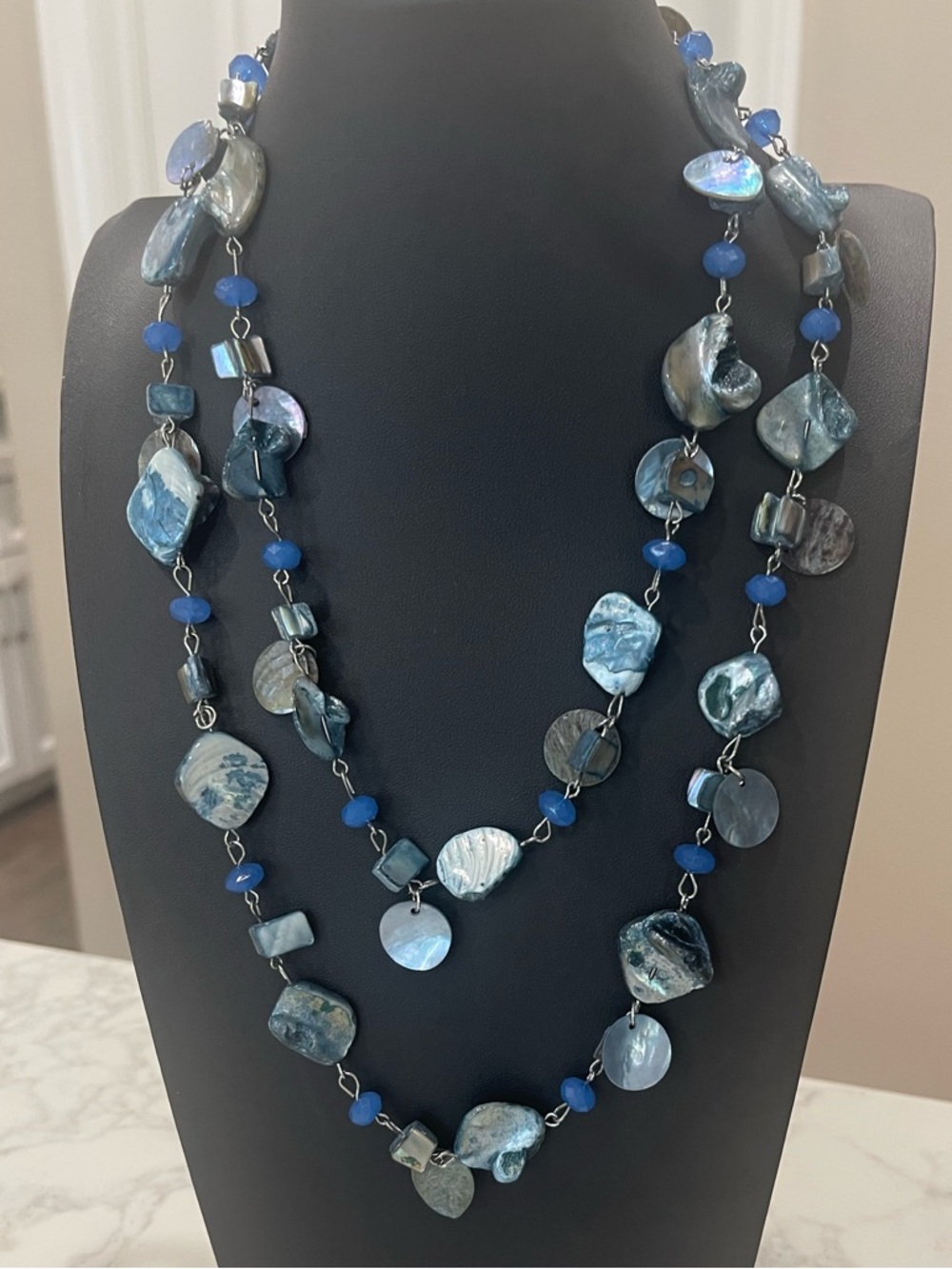 Catherines Blue Mother-of-Pearl & Bead Layered Necklace